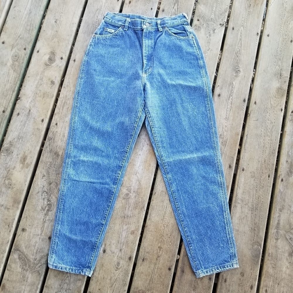 Vintage Lee High‎ Rise Mom Jeans Tapered Leg Denim Sz 28